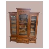 MONUMENTAL WALNUT VICTORIAN 3 DOOR BOOKCASE