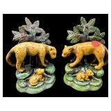 PR OF STAFFORDSHIRE STYLE PORCELAIN LEOPARD AND