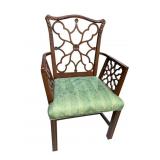 MAHOGANY CHIPPENDALE OPEN ARM CHAIR