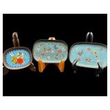 3 PC ANTIQUE CLOISONNE TRINKET DISHES