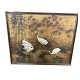 ORIENTAL FRAMED PAINTING ON CANVAS