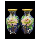 PR OF 4.25 IN BLUE CLOISONNE BUD VASES