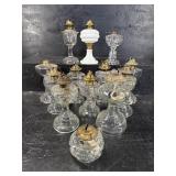 13 PC LOT OF ANTIQUE OIL LAMPS