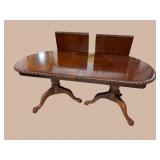 SOLID MAHOGANY DOUBLE PEDESTAL BANQUET TABLE