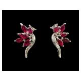 PR OF PLATINUM RUBY & DIAMOND EARRINGS