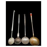 4 PC LOT ANTIQUE HAND FORGED LADLES
