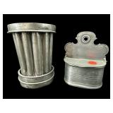2 PC LOT EARLY PEWTER MATCH HOLDER AND MOLD
