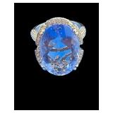 DESIGNER VICTORIA WIECK STERLING BLUE TOPAZ RING;