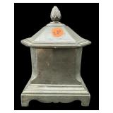 ANTIQUE HEAVY PEWTER FOOTED TEA CADDY