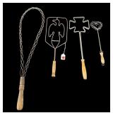 LOT OF 4 ANTIQUE RUG BEATERS