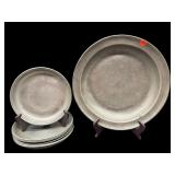 SET OF 8 EARLY PEWTER SERVING BOWLS