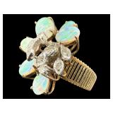 14KT OPAL AND DIAMOND RING