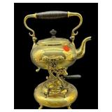 ANTIQUE ENGLISH BRASS TILTING TEAPOT