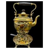 ANTIQUE ENGLISH BRASS TILTING TEAPOT
