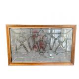 LARGE CLEAR LEADED GLASS FRAMED WINDOW