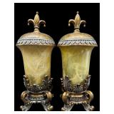 2 DECORATOR LIDDED URN TABLE LAMPS