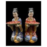 2 CHINESE PORCELAIN SERVANT SCULPTURES