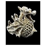 LARGE ORNATE STERLING SILVER DRAGON RING