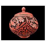 SMALL ORIENTAL CINNABAR COVERED BOWL