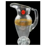 TIFFIN GLASS MINTON GOLD ACCENT PITCHER