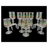SET OF 10 LIBBEY HOLLY BERRY HOLIDAY WINE STEMS