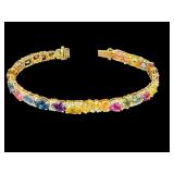 14K 2 TONE MULTI-COLOR NATURAL SAPPHIRE &