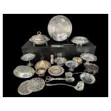 LARGE LOT OF MISC SILVERPLATE SERVING PIECES