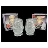2 INDIANA GLASS DIAMOND POINT CLEAR FAIRY LAMPS