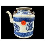 ANTIQUE ORIENTAL PORCELAIN DRAGON MOTIF BLUE AND