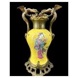 ANTIQUE ORIENTAL PORCELAIN  FIGURAL FOOTED VASE
