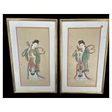2 ORIENTAL GEISHA GIRL PAINTING ON SILK