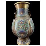 LARGE ANTIQUE JAPANESE CHAMPLEVE ENAMELED 2