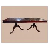 MAHOGANY DOUBLE PEDESTAL DINING TABLE