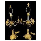 2 ROBERT ABBEY FRENCH EMPIRE BRASS LAMPS