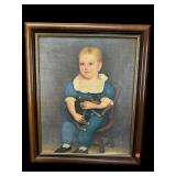 FOLK ART CHILDS PORTRAIT PRINT ON BOARD
