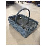 BLUE PAINTED WOVEN BASKET