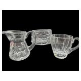 3 PC LOT WATERFORD CRYSTAL CREAMERS AND SUGAR BOWL