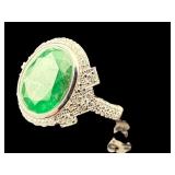PLATINUM CUSTOM MADE EMERALD & DIAMOND RING