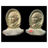 PR OF GEORGE WASHINGTON CAMEO BRASS BOOKENDS