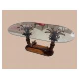 PALM TREE GLASS TOP DINING TABLE