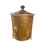 COPPER LION HEAD COAL SCUTTLE
