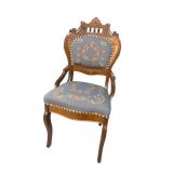 WALNUT VICTORIAN NEEDLEPOINT CHAIR