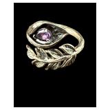 DESIGNER OR PAZ STERLING SILVER AMETHYST RING;