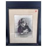 19TH CENT. CHARCOAL ETCHING OF MELLY A. BRADSHAW