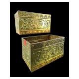 PAIR OF WESTERN GERMANY ORNATE BRASS PLANTER BOXES