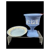 2 PIECE LOT OF WEDGEWOOD/AVON BLUE JASPERWARE