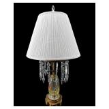 ANTIQUE YELLOW CUT CRYSTAL TALL PRISM LAMP