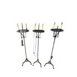 LOT OF 3 IRON ADJUSTABLE FLOOR LAMPS