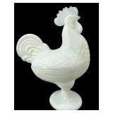 LARGE WESTMORELAND MILK GLASS ROOSTER COVERED