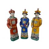 3 ANTIQUE QING EMPEROR PORCELAIN FIGURES